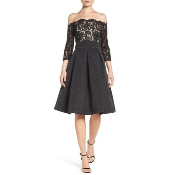 Eliza j black and white striped dress Clearance